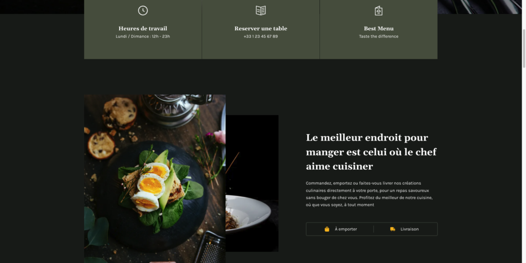 site vitrine professionnelle restaurant boulangerie fast food