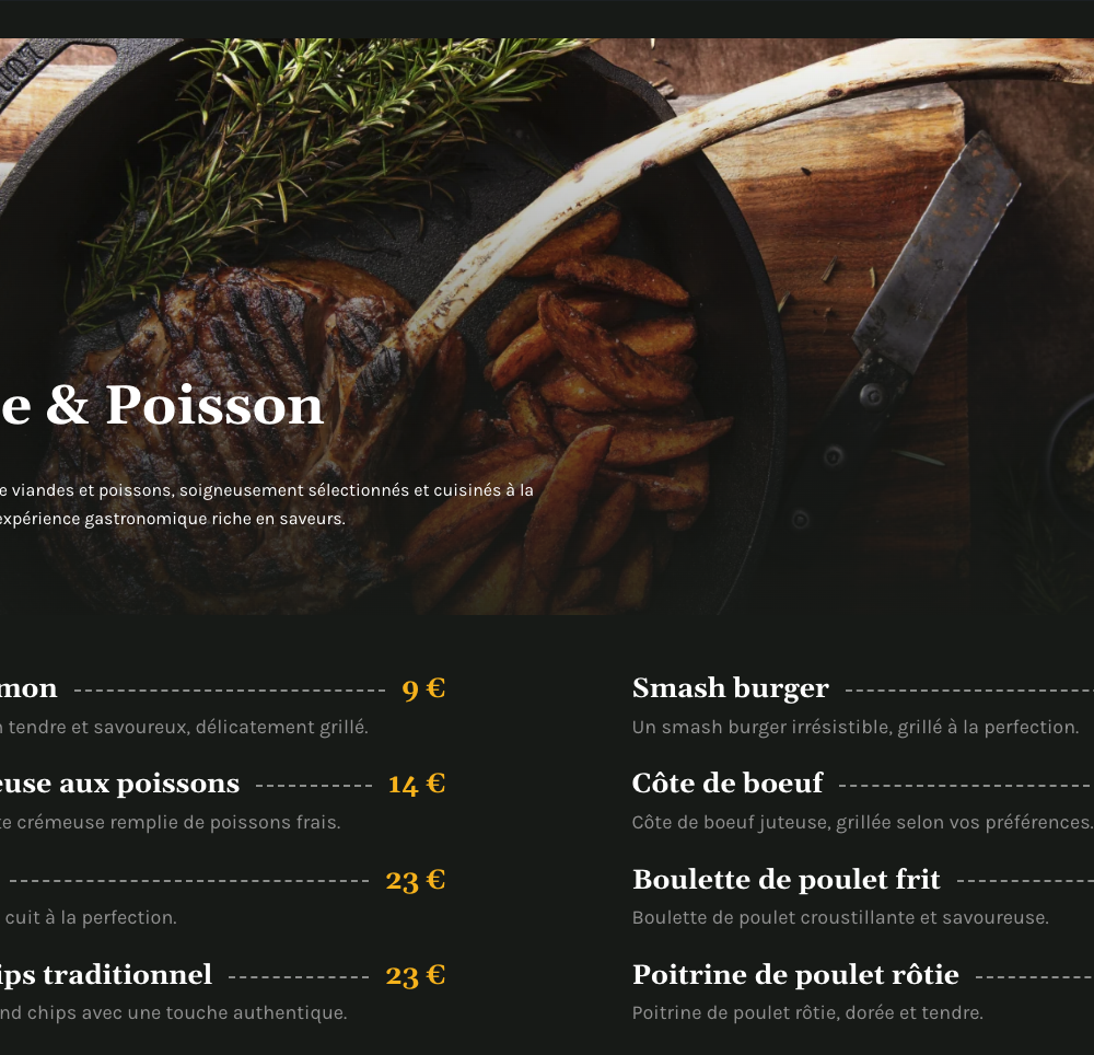 site vitrine professionnelle restauration boulangerie buffet fast food gastronomie