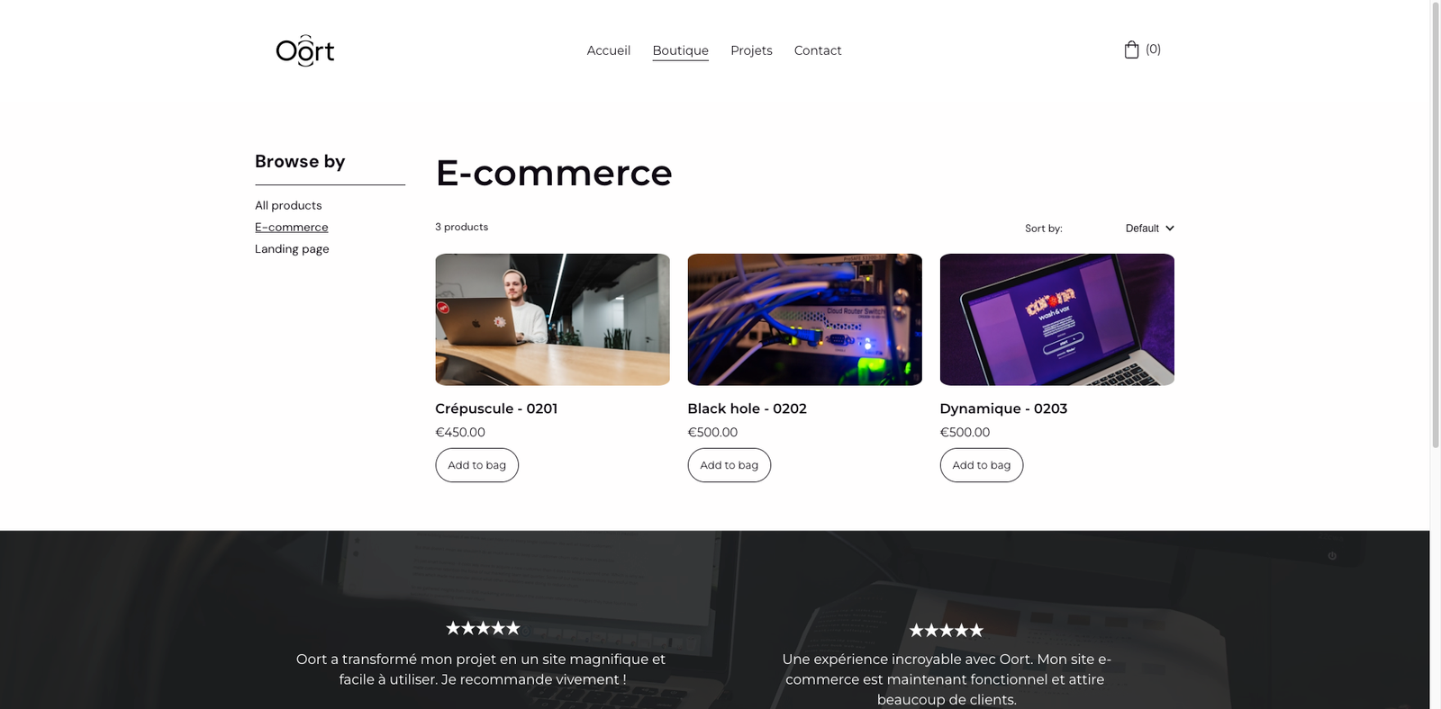 site web internet ecommerce simple leger minimaliste